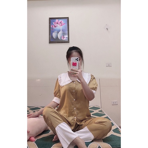 Bộ Đồ Pijama – Bộ Lụa latin tay cộc, quần dài [Hàng Đẹp, Lụa Mát Mịn] Không Nhăn, Không Bai Giãn, Không Phai Màu | BigBuy360 - bigbuy360.vn