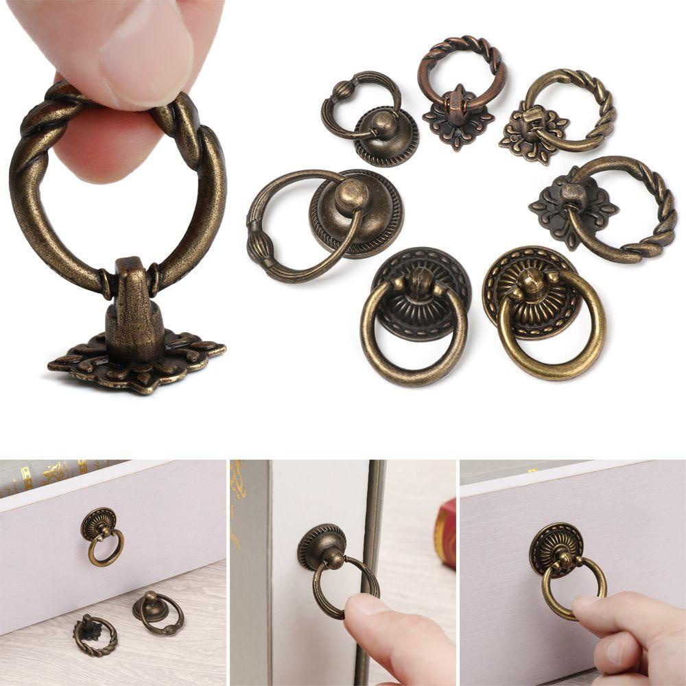 Tay Nắm Cửa Tủ Họa Tiết Vòng Nhẫn Phong Cách Châu Âu