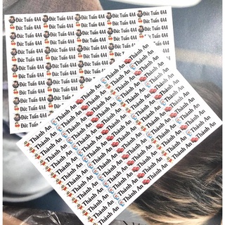 Bảng tên dán in theo yêu cầu 1x4cm:70 cái /Sticker tên dán đồ dùng học tập
