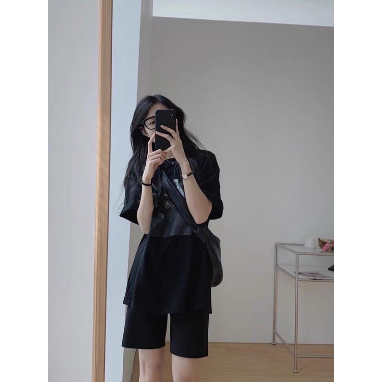 Bộ đùi cô gái xẻ tà RUBY Chất cotton 4 chiều dầy mịn mềm, áo xẻ tà phong cách Hàn quốc
