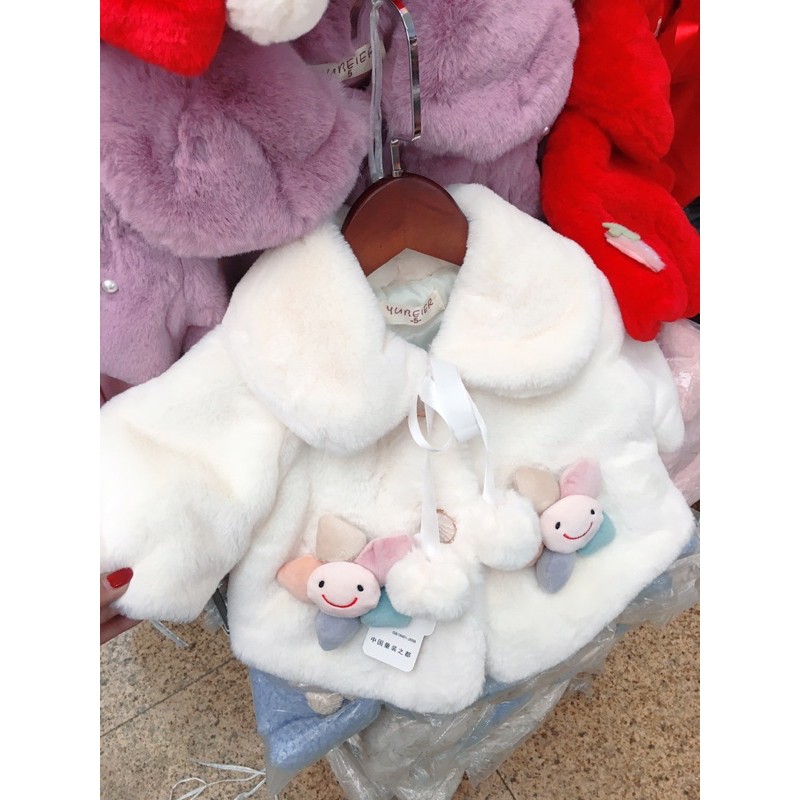 Áo choàng lông hình bông hoa cao cấp cho bé 8-16kg