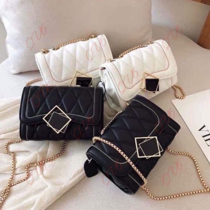 Túi xách nữ khóa hình vuông, Túi đeo chéo mini chất da siêu đẹp phong cách hàn quốc - QV Fashion