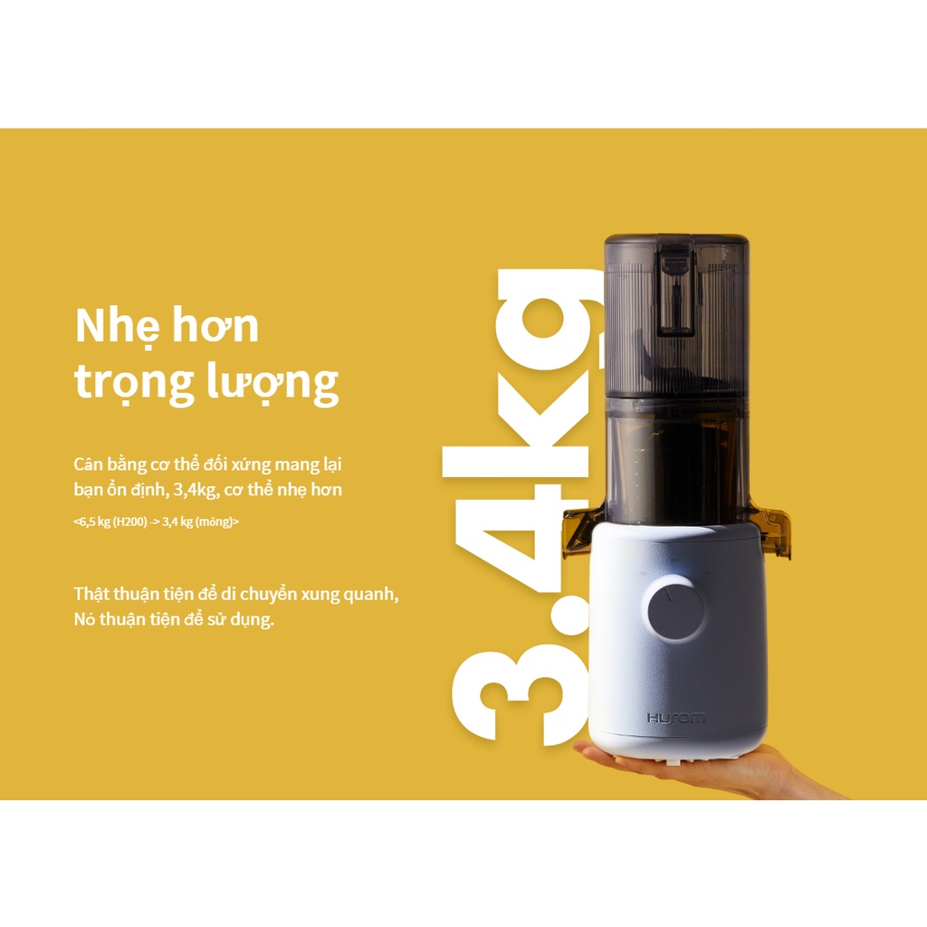 Máy ép chậm Hurom H310A, phiên bản H300 thu gọn, không còn rung, lắc máy, không ồn -  Hàng đặt trước 15 ngày