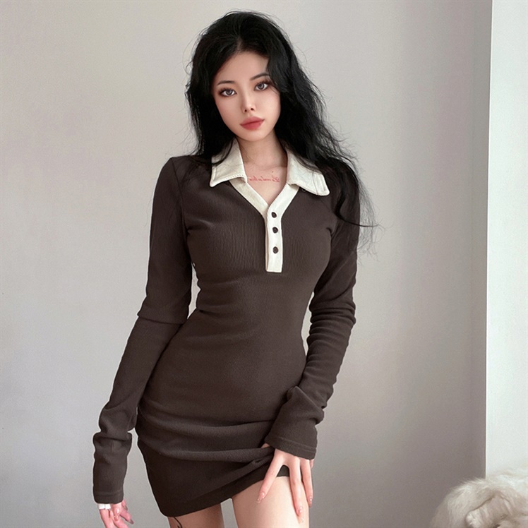 Đầm YEYA cổ polo màu trơn quyến rũ nóng bỏng cho nữ
