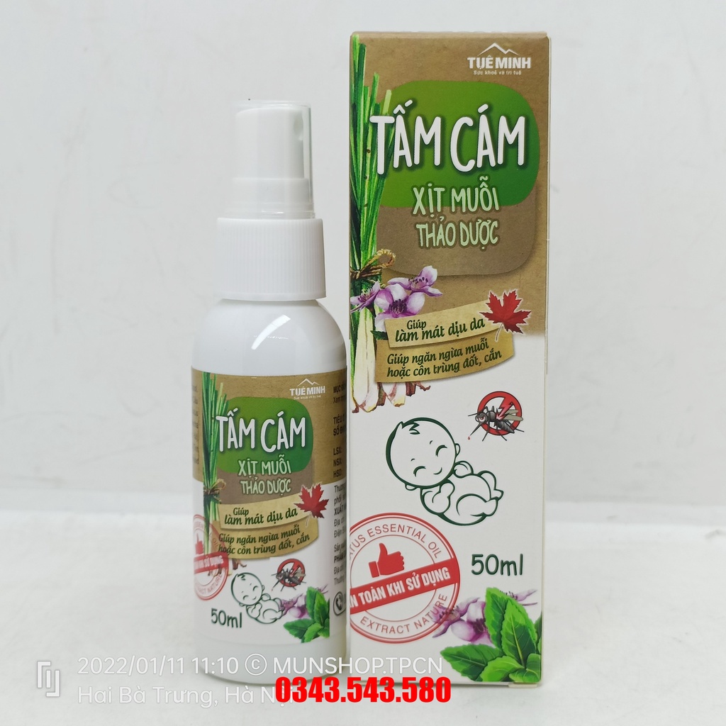 Xịt muỗi thảo dược TẤM CÁM Tuệ Minh chai 50ml