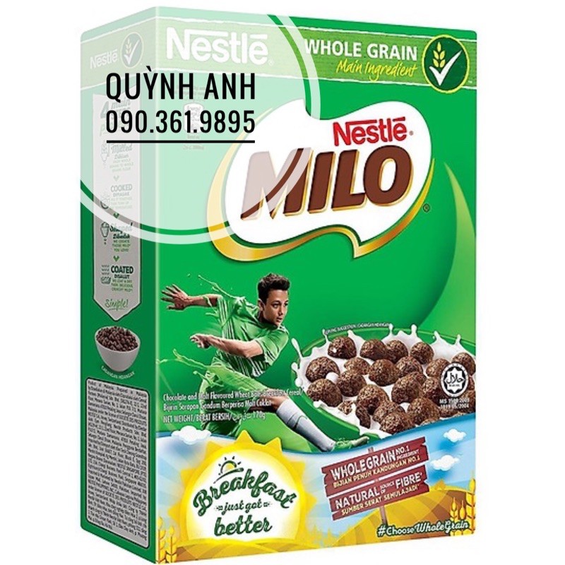 Bánh ngũ cốc ăn sáng Nestlé Milo hương Socola hộp 170g