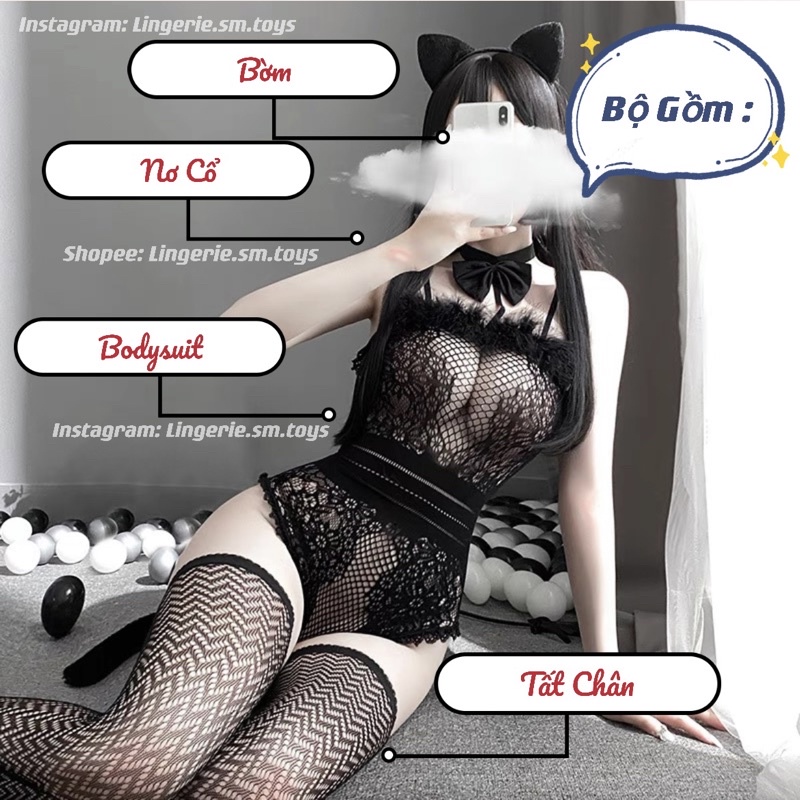 FM7447 Cosplay Bé Mèo Meo Dễ Thương - Bodysuit Gợi Cảm Nhiều Phụ Kiện Đi Kèm - Nội Y Hoá Trang Ngủ Mặc Nhà