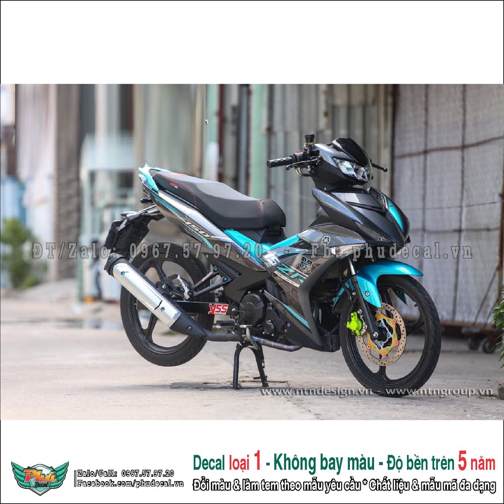 Tem rời Exciter 150 đen xám xanh (2)