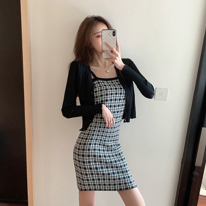 Đầm/áo cardigan họa tiết kẻ sọc caro thời trang trẻ trung sành điệu cho nữ | BigBuy360 - bigbuy360.vn