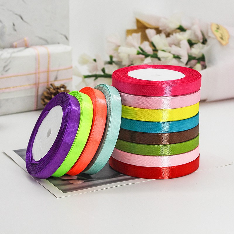 [Bán lẻ giá sỉ]2m Ruy băng satin lụa  bo viền bản 6mm cao cấp, ribbon, ruybang trang trí