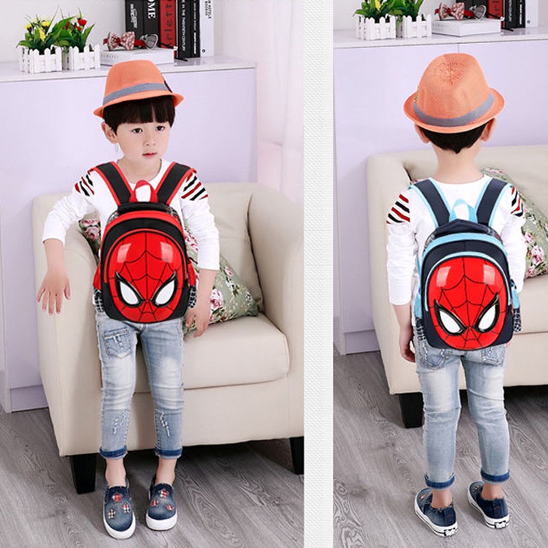 SUGE Ba Lô Đi Học In Họa Tiết Hoạt Hình Spiderman 3D Cho Bé Trai Mẫu Giáo
