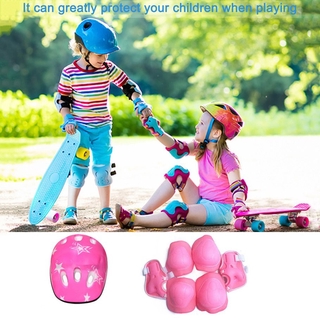 Fam 7 Chiếc Trẻ Em Bảo Vệ Bộ Bé Trai Bé Gái Mũ Bảo Hiểm Đầu Gối Khuỷu Tay Bộ Trẻ Em Xe Tay Ga Đi Xe Đạp Trượt patin Con Lăn