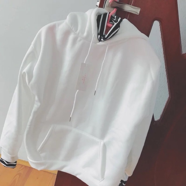 [Order] Áo hoodie nỉ phối kẻ sọc ulzzang | BigBuy360 - bigbuy360.vn