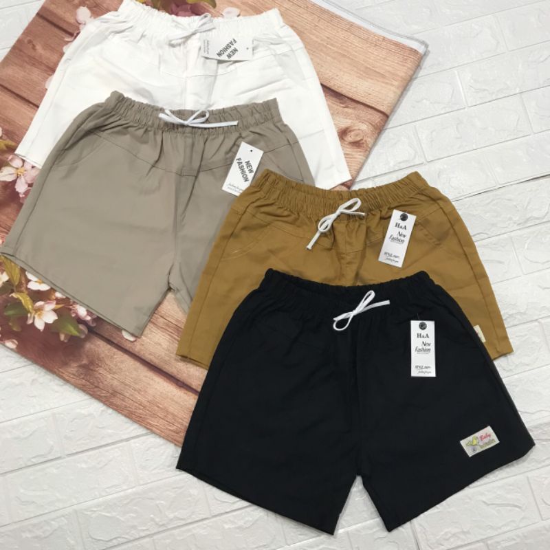 Quần short kaki nữ lưng thun _ Quần short đùi kaki co dãn