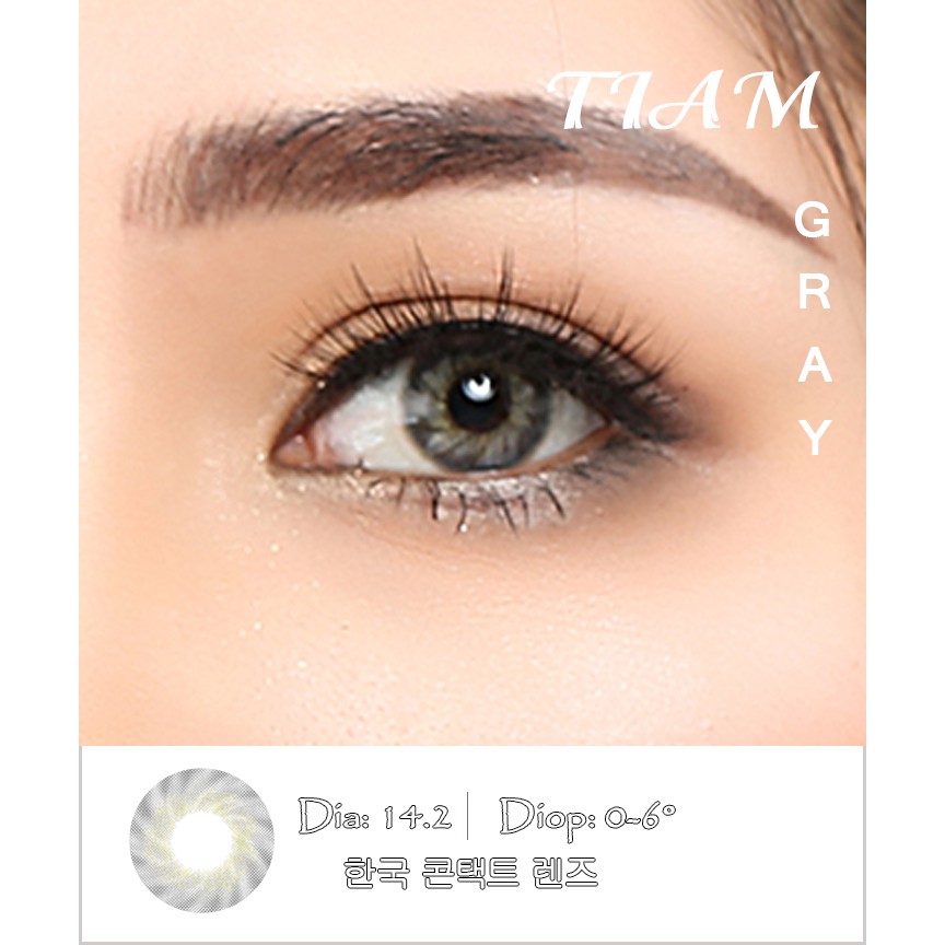 &lt;Lens  giãn nhẹ màu xám  vân xáy cá tính&gt;Kính áp tròng Hàn Quốc BLUE EYES TIAM GRAY - Lens cận thời trang made in korea