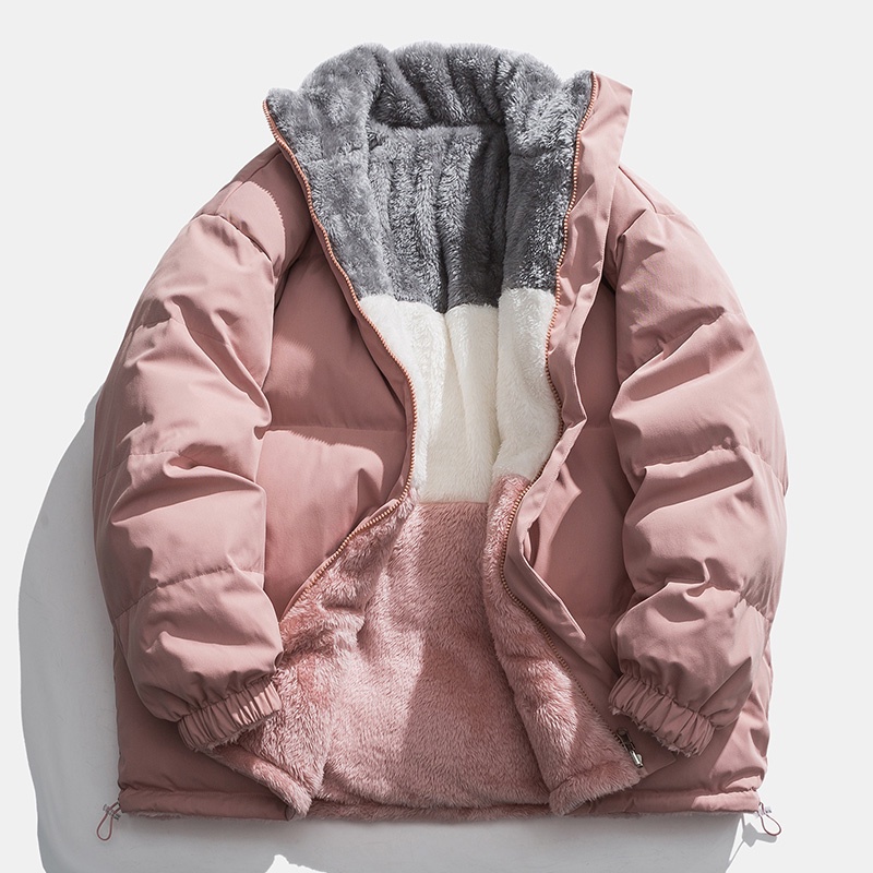 Áo phao nam hàn quốc 2 mặt lót lông cừu 3 lớp siêu dày siêu ấm