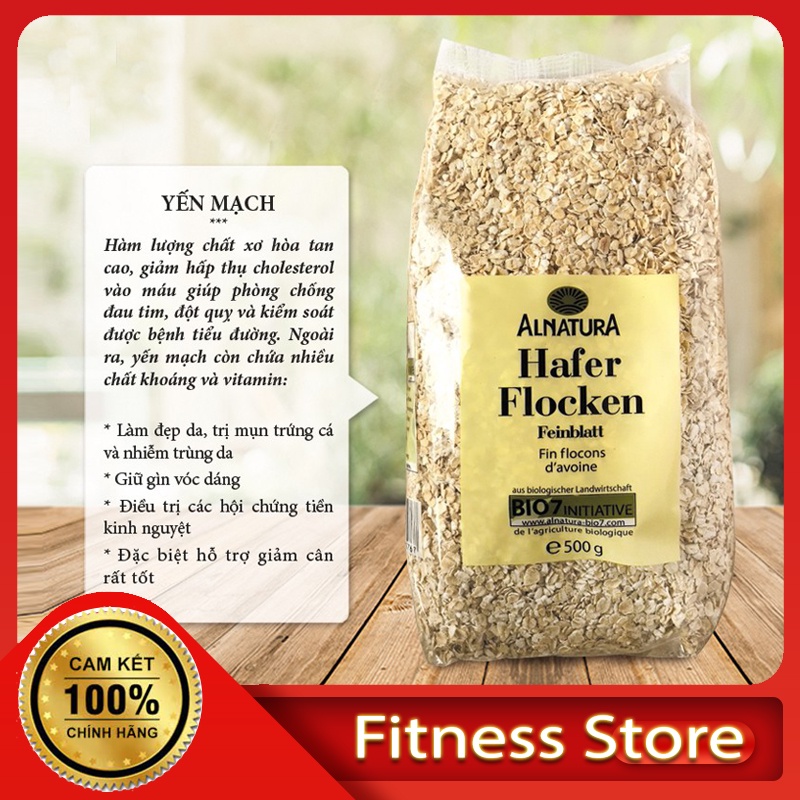 Yến Mạch Hafer Flocken 500g Hữu Cơ Giảm Cân Ăn Kiêng Healthy, Eatclean, Keto, Cán Dẹt, Cán Vỡ Nguyên Chất Nhập Khẩu Mới.