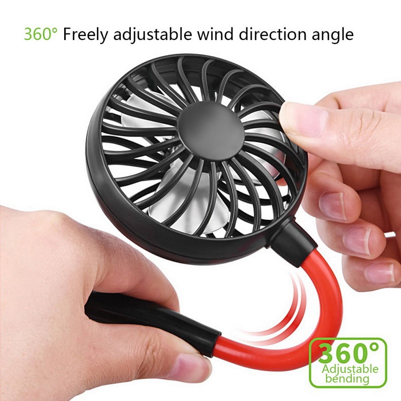 Quạt USB Mini Đeo Cổ Rảnh Tay 3 Tốc Độ Tùy Chỉnh Kèm Sạc Tiện Dụng Cho Gia Đình / Văn Phòng