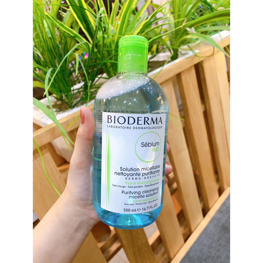 Nước Tẩy Trang Bioderma H2O 500ml Créaline Hồng, Sébium Xanh [BẢN NỘI ĐỊA PHÁP]