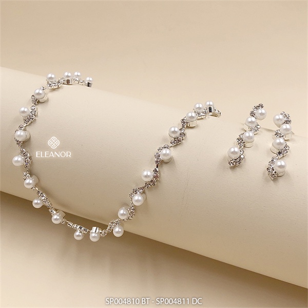 Dây chuyền choker bông tai nữ Eleanor Accessories bộ trang sức đính đá ngọc trai nhân tạo phụ kiện trang sức 4810