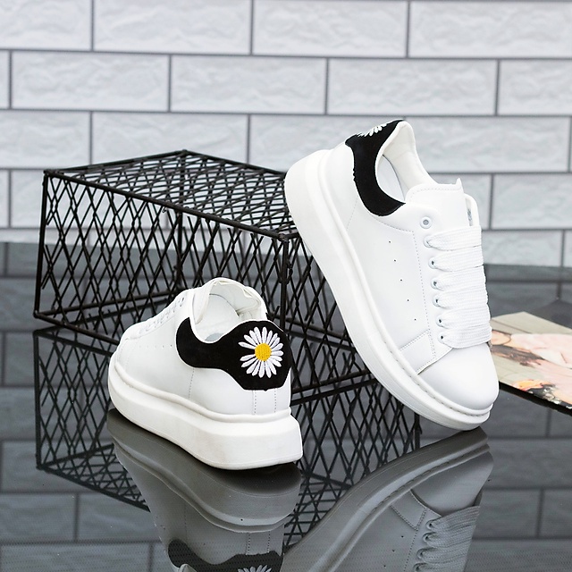 (Màu sắc: Trắng Size: 39) Giày thể thao /\/\.CQ Hoa cúc may mắn, Màu trắng họa tiết hoa cúc thêu tinh tế