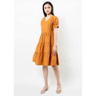 Váy 3 tầng buộc eo vàng v741 nữ tng