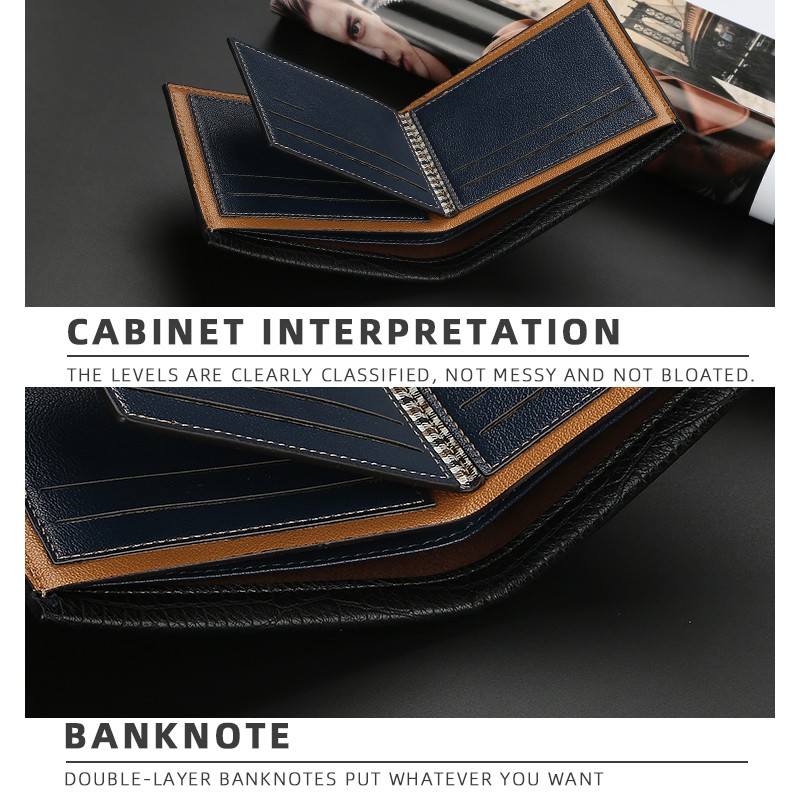 「COD」Baellerry Wallet Men's Short Crocodile Pattern Multi-card Wallet Business Tri-fold Thin Bag