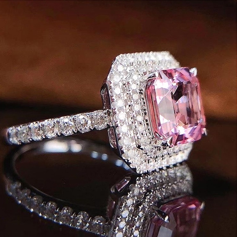 Nhẫn Đeo Tay Kim Loại Đính Đá Màu Hồng Sang Trọng Cho Nữ