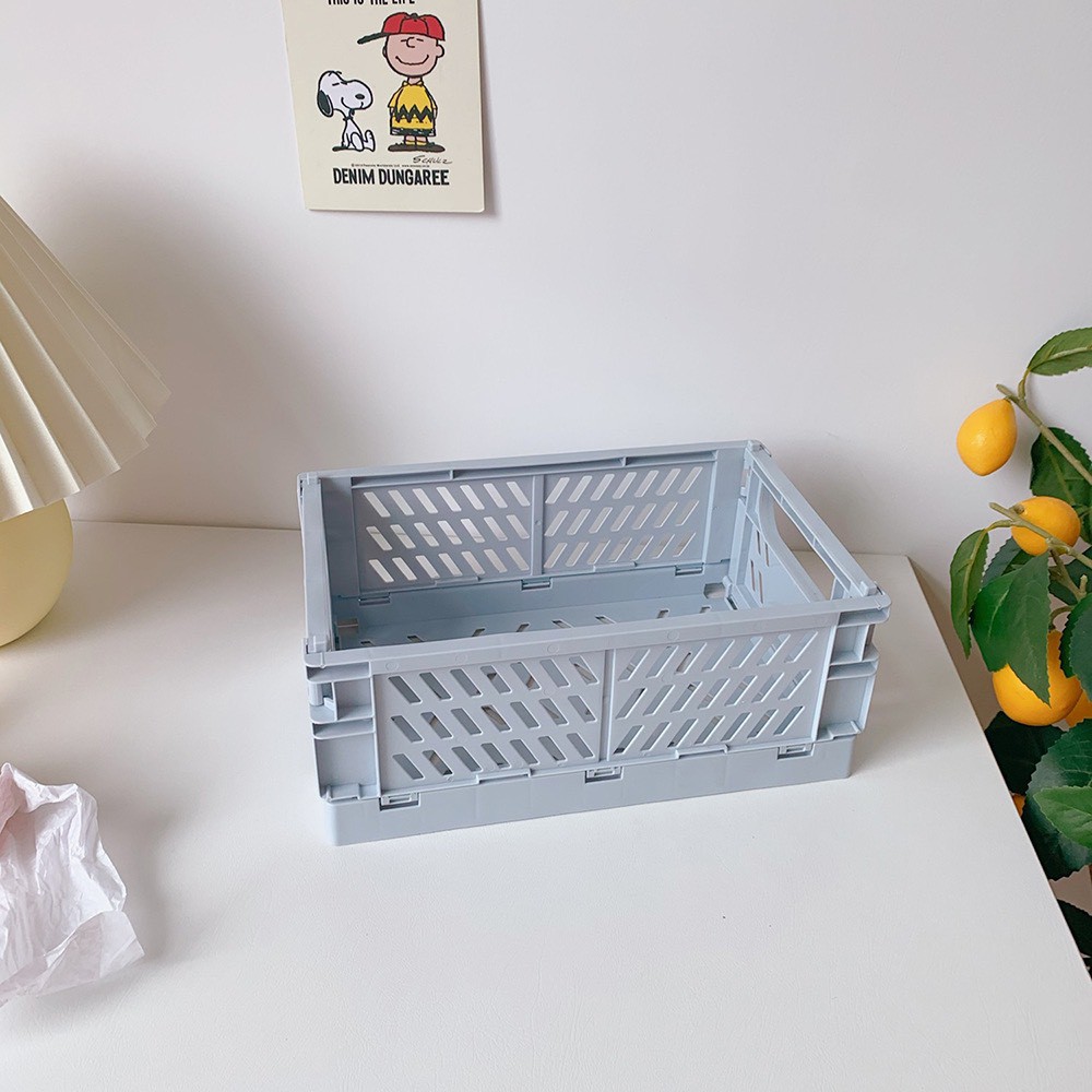 Rổ Nhựa Mini Gấp Gọn Để Bàn Xinh Xắn, Đựng Sticker, Washi Để Bàn Trang Trí, Giỏ Nhựa Mini, Khay Gấp Gọn