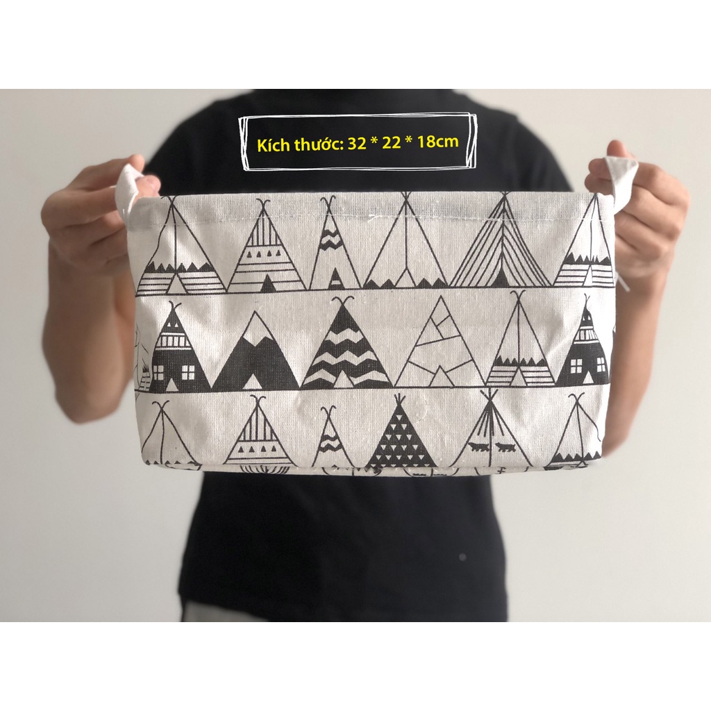 Hộp vải đựng đồ hình chữ nhật lưu trữ đồ đạc size 32*22*18cm