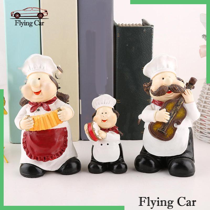[Lzdjfmy2] 3 Bức Tượng Đầu Bếp Bằng Nhựa Resin Trang Trí Phòng Ăn / Cửa Hàng / Phòng Ăn