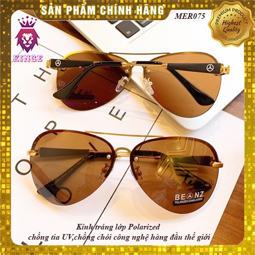 Kính Mắt Hạng Sang Cao Cấp Merc - Gọng Viền Vàng - Tròng Polarized Chống Chói - MER075