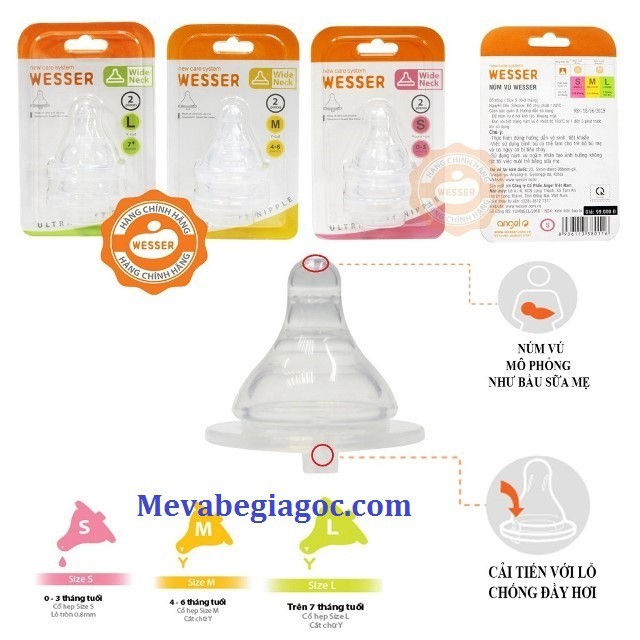 { BB223 } (MẪU MỚI) Bình Sữa Cổ Rộng PP kháng khuẩn WESSER (180ML - 260ML) - Made in Vietnam (Công nghệ Hàn Quốc) ( MKBL