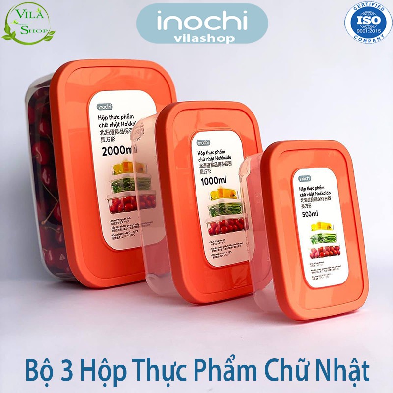 [ Bộ ] Hộp Đựng Thực Phẩm, Hộp Nhựa Bảo Quản Đồ Tươi Inochi CHỮ NHẬT, Hộp Thực Phẩm Việt Nhật Chính Hãng