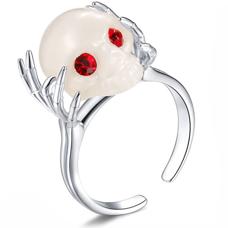 Nhẫn Hở Hình Đầu Lâu Phong Cách Goth Cá Tính Chống Căng Thẳng Có Thể Điều Chỉnh Cho Nam Nữ