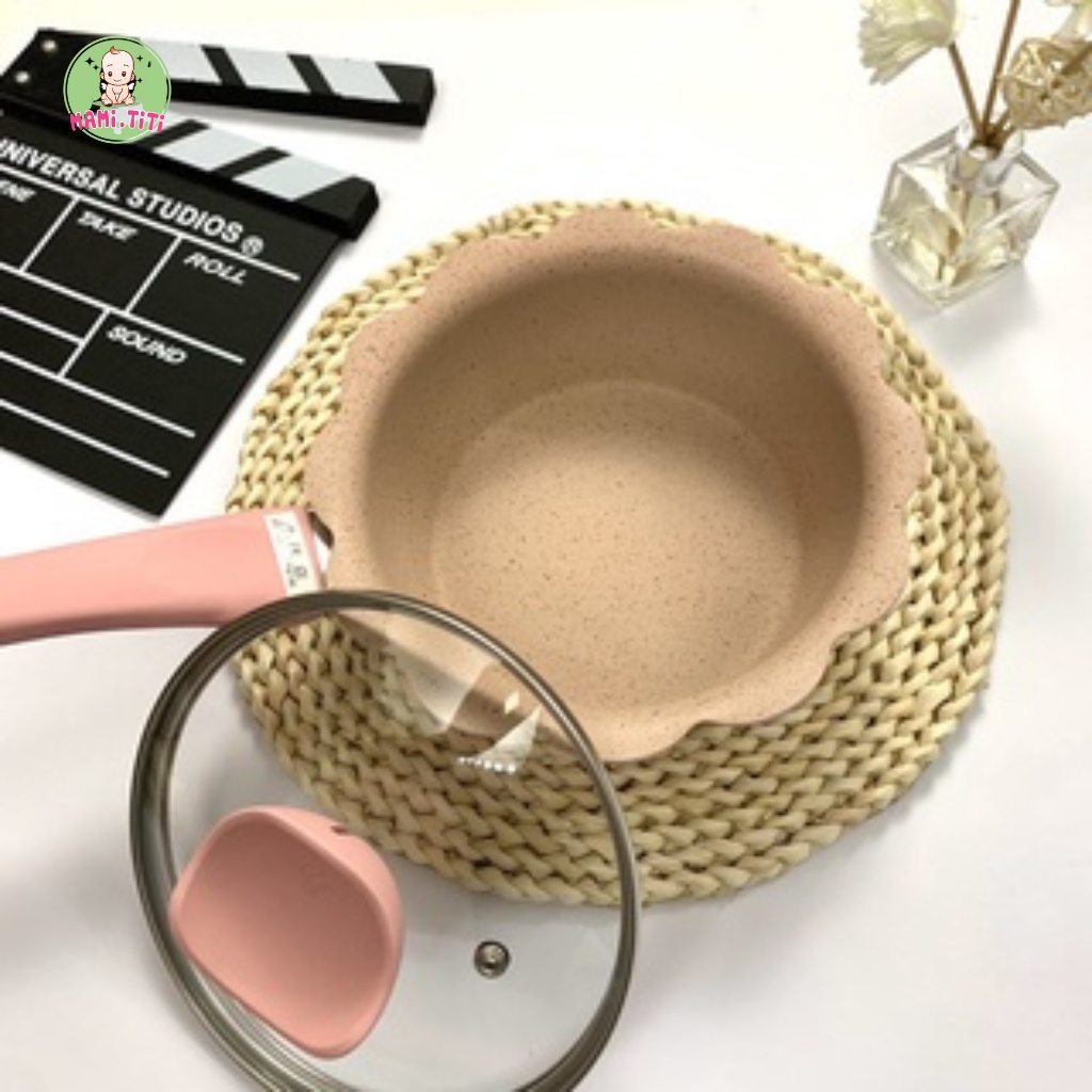 Bộ nồi chảo cho bé ăn dặm hình cánh hoa, Bộ nồi chảo chiên, hấp, xào, rán... cho bé