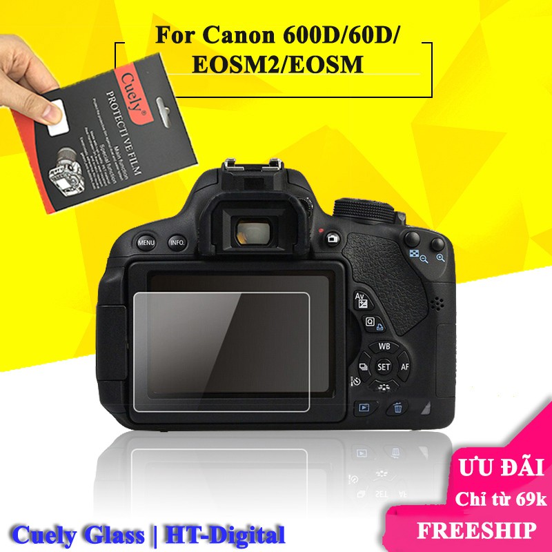 Miếng dán màn hình cường lực cho máy ảnh Canon 600D/60D/EOSM2/EOSM