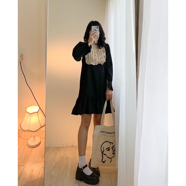 Váy suông đỏ phối bèo ngực 531
