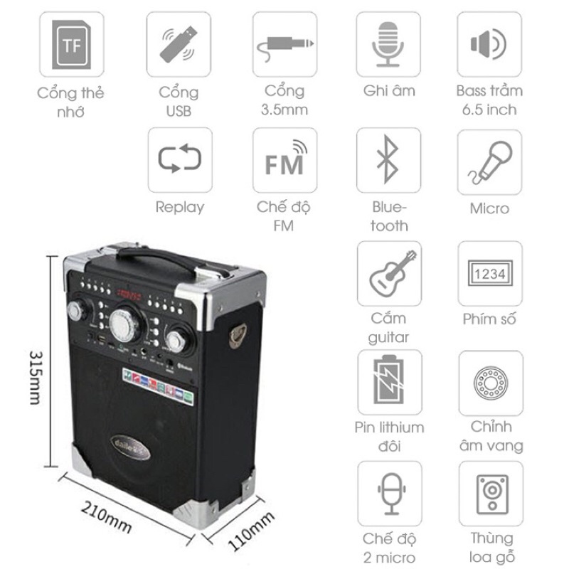 Loa Trợ Giảng Dạy Học,Thuyết Trình.Tặng Kèm 1 Mic Không Dây Karaoke