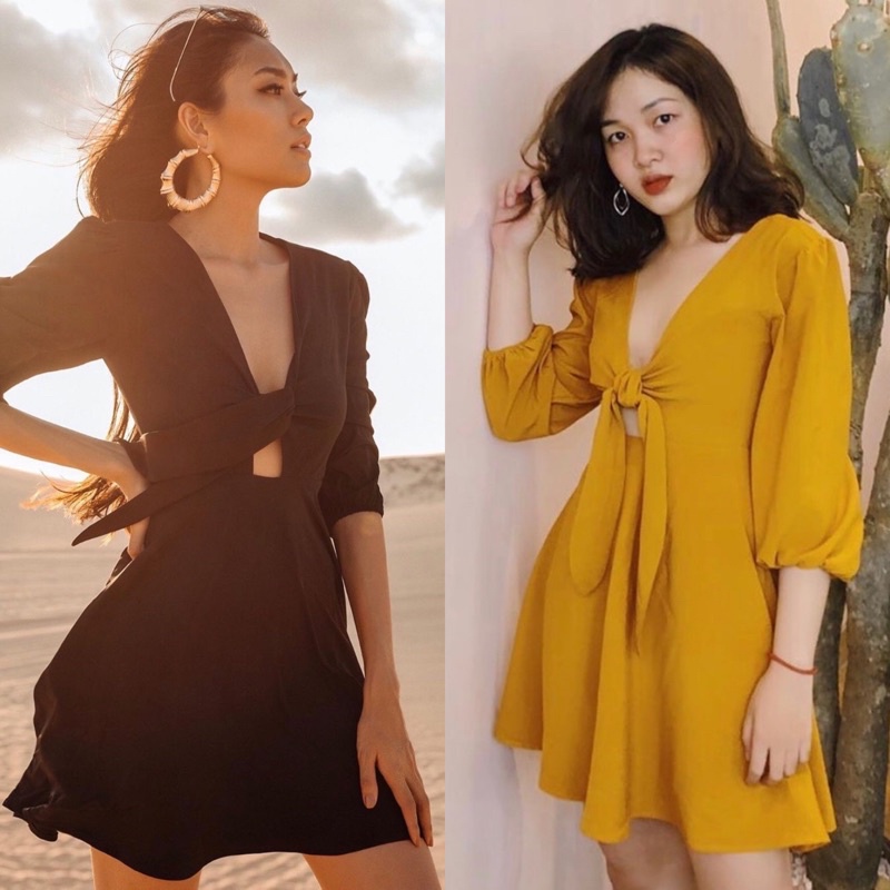 Đầm Xòe Tay Lỡ Cột Nơ Đi Biền, Dạo Phố - Váy Dự Tiệc Thiết Kế JULY DRESS