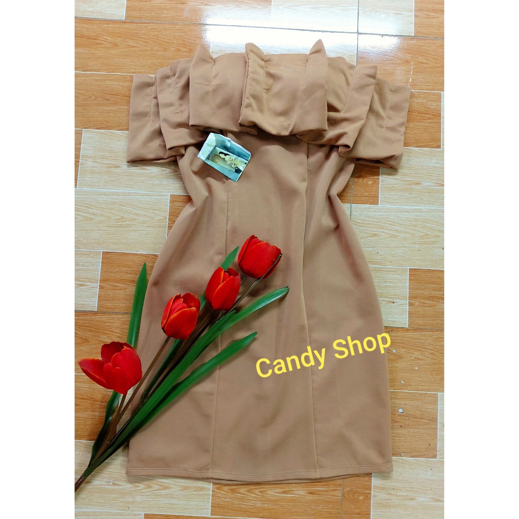 Đầm body hotgirl trễ vai xếp ly kèm mút + Ảnh thật | BigBuy360 - bigbuy360.vn