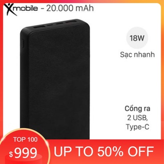 Pin sạc dự phòng Polymer 20.000mAh Type C PD QC3.0 Xmobile PowerBox P69D Đen (no BOx)