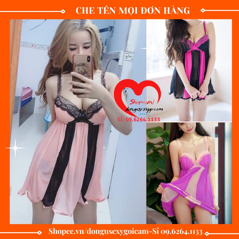 Đầm Ngủ Gợi Cảm -Váy Ngủ Sexy Ren Có Đệm Nâng Ngực Gợi Cảm Quyến Rũ Sắc Màu Tươi Trẻ Quyến Rũ -  ( VÁY PHỐI MÀU).