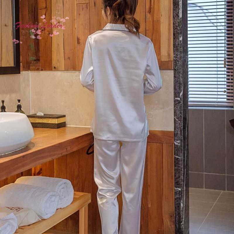 Bộ đồ ngủ form dài cổ bẻ phối túi thời trang cho nữ | BigBuy360 - bigbuy360.vn