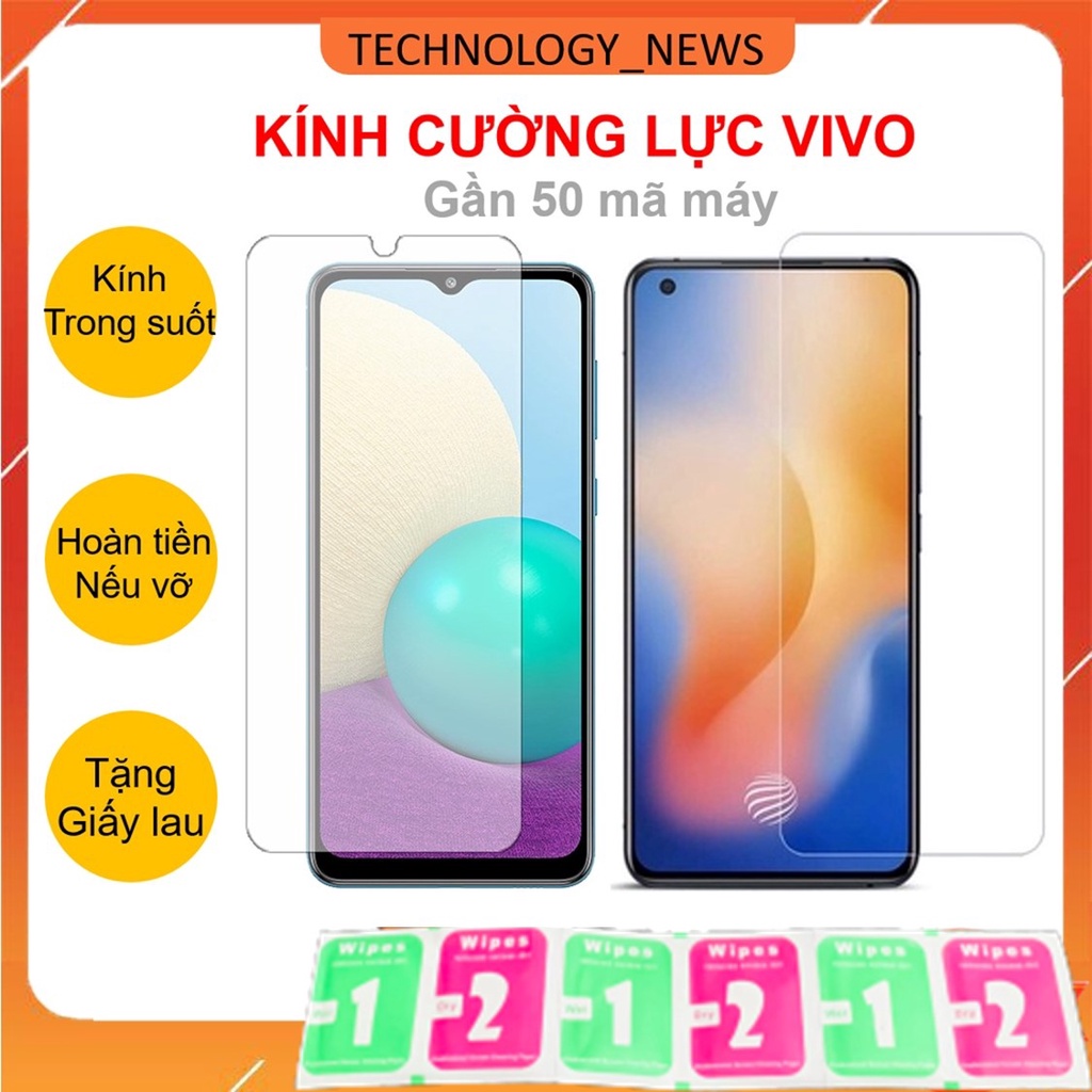 Cường lực trong suốt VIVO Y16 Y55 Y22s Y02s Y01 T1 5G T1x Y20 Y12s Y15s Y15a V23e Y53s Y33s Y21 Y21s Y11 Y12 Y15 U10 Y19