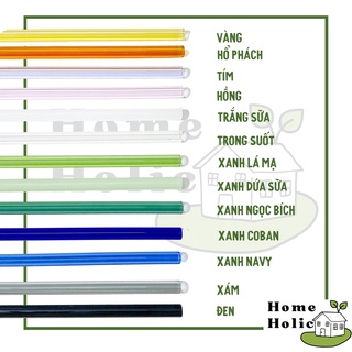 Ống Hút Thuỷ Tinh Borosilicat Trong Suốt Chịu Nhiệt Nhiều Màu 20cm