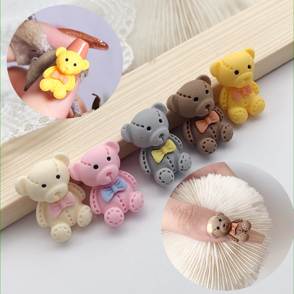[Hàng mới về] Set 10 phụ kiện trang trí móng tay 3d 13x18mm hình gấu hoạt hình nhiều màu kiểu nhật bản