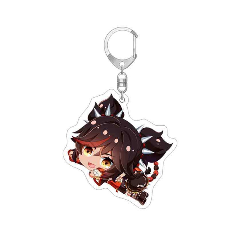 Móc Chìa Khóa Bằng Acrylic Hình Nhân Vật Anime Xiao Ningguang Zhongli Hu Tao
