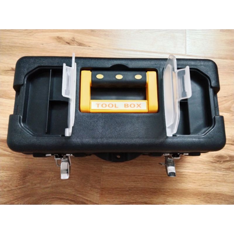 Hộp dụng cụ đựng đồ nghề cao cấp 14 inch đúc bằng nhựa cao cấp bọc thép không rỉ chắc chắn và chịu lực tố