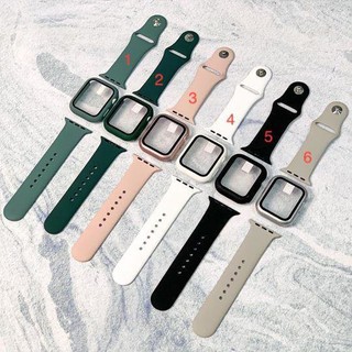 Combo ốp kính cường lực 9H và dây silicon Apple Watch, đồng Hồ Thông Minh iWatch 1/ 2/ 3/ 4/ 5 38mm 40mm 42mm Hana Case